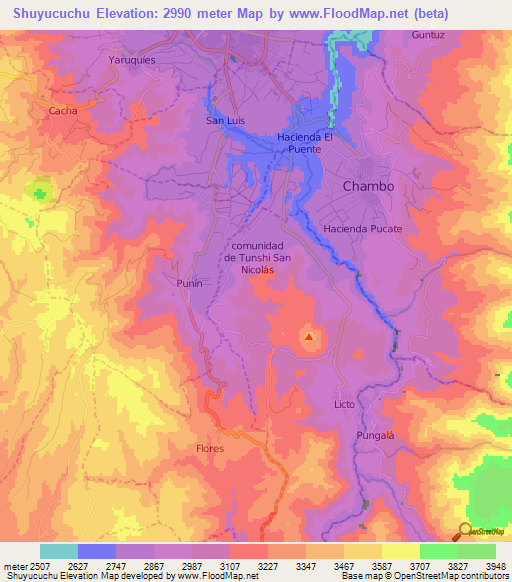 Shuyucuchu,Ecuador Elevation Map