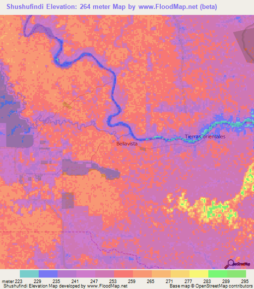 Shushufindi,Ecuador Elevation Map