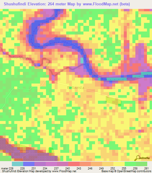 Shushufindi,Ecuador Elevation Map