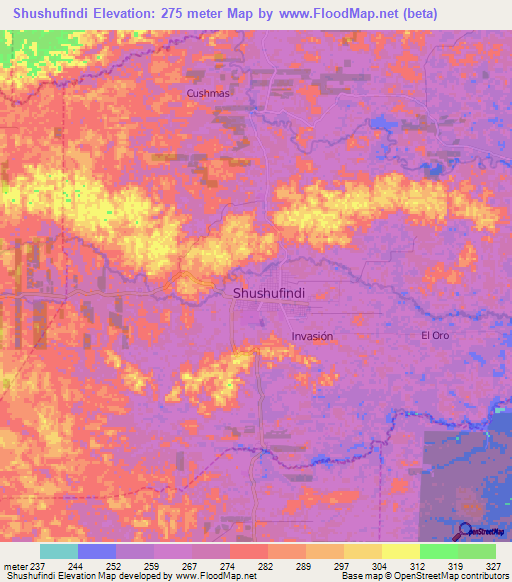 Shushufindi,Ecuador Elevation Map