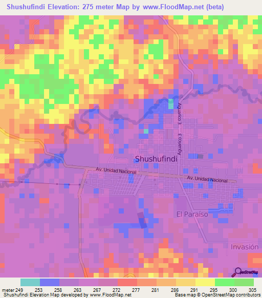 Shushufindi,Ecuador Elevation Map