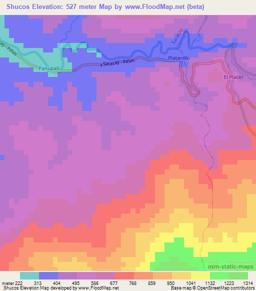 Shucos,Ecuador Elevation Map