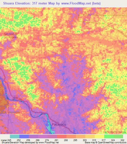 Shuara,Ecuador Elevation Map