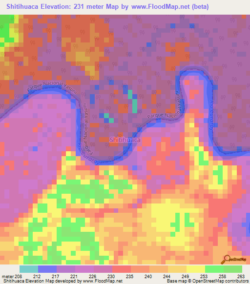 Shitihuaca,Ecuador Elevation Map