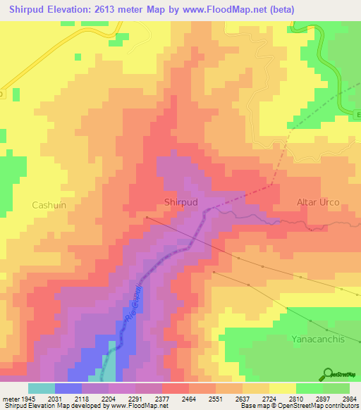 Shirpud,Ecuador Elevation Map