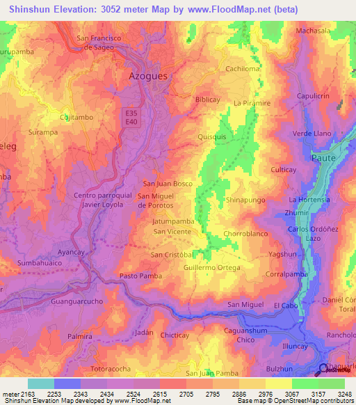 Shinshun,Ecuador Elevation Map