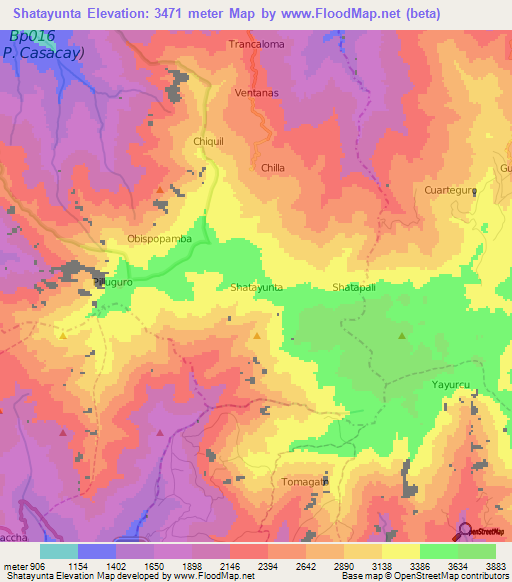 Shatayunta,Ecuador Elevation Map