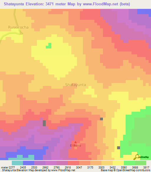 Shatayunta,Ecuador Elevation Map