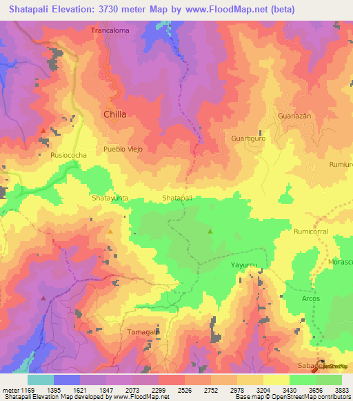 Shatapali,Ecuador Elevation Map