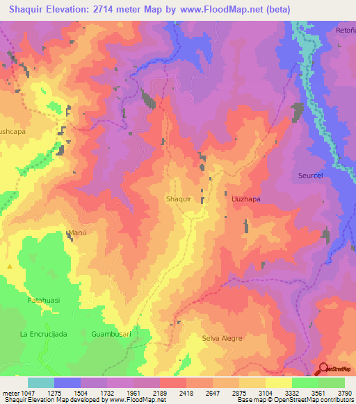 Shaquir,Ecuador Elevation Map