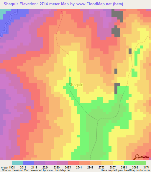 Shaquir,Ecuador Elevation Map