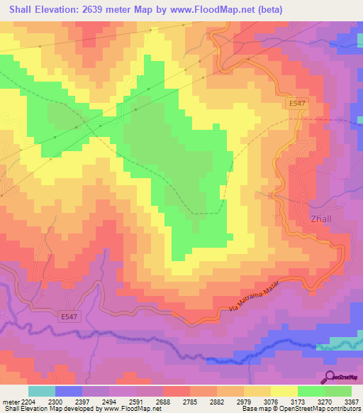 Shall,Ecuador Elevation Map