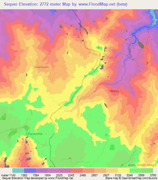 Sequer,Ecuador Elevation Map