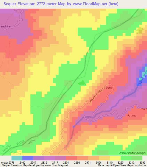 Sequer,Ecuador Elevation Map