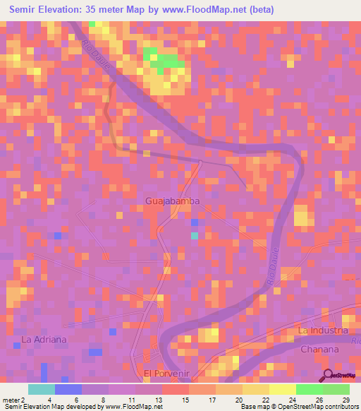 Semir,Ecuador Elevation Map