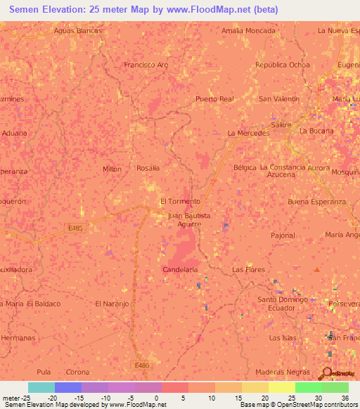 Semen,Ecuador Elevation Map