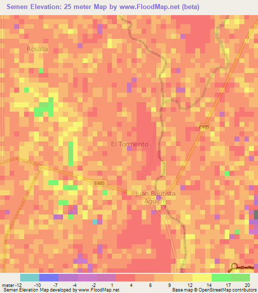 Semen,Ecuador Elevation Map