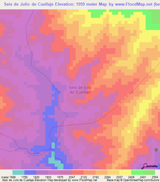 Seis de Julio de Cuellaje,Ecuador Elevation Map