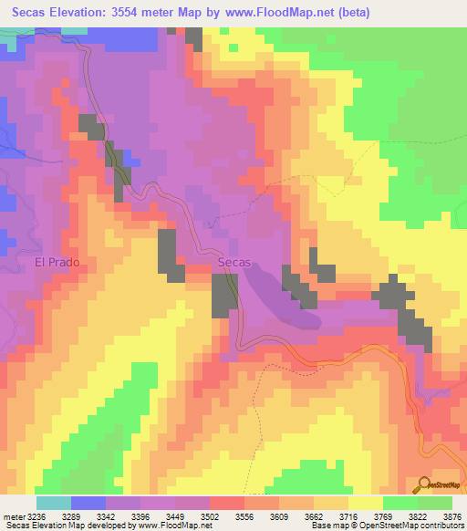 Secas,Ecuador Elevation Map