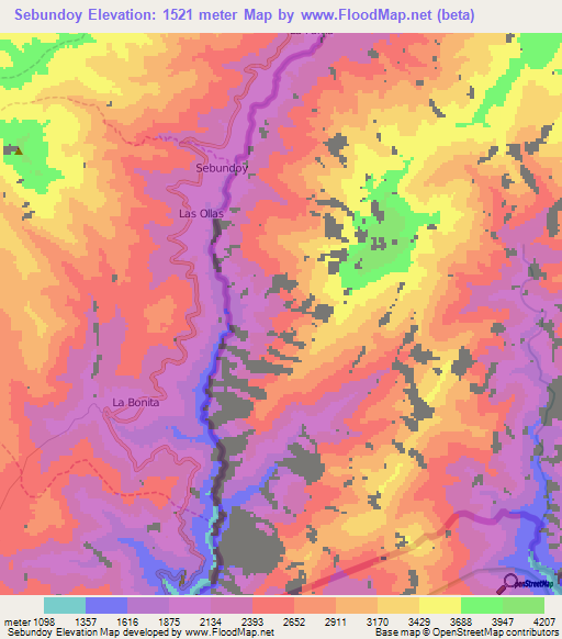 Sebundoy,Ecuador Elevation Map