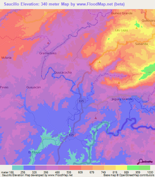 Saucillo,Ecuador Elevation Map