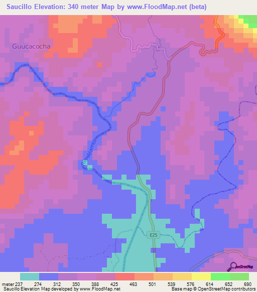 Saucillo,Ecuador Elevation Map