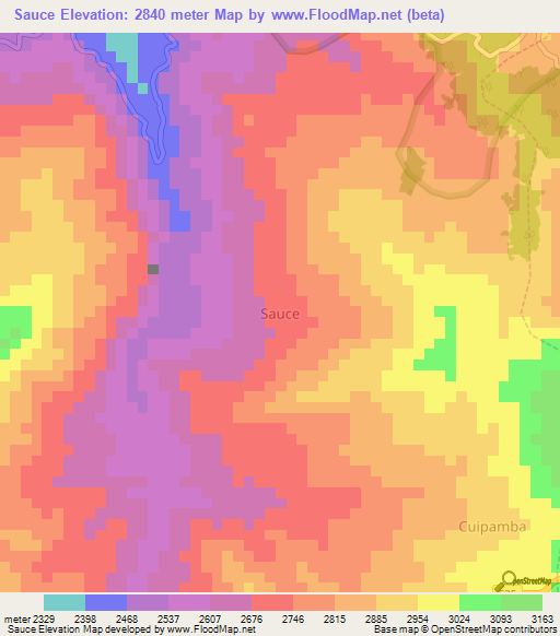 Sauce,Ecuador Elevation Map