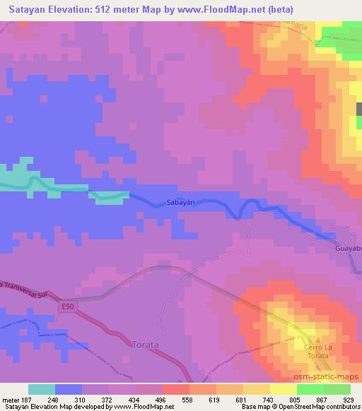 Satayan,Ecuador Elevation Map