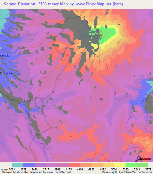 Sarayo,Ecuador Elevation Map