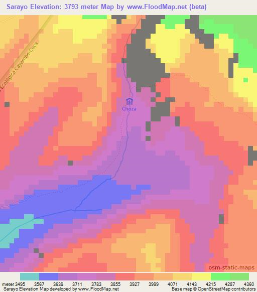 Sarayo,Ecuador Elevation Map