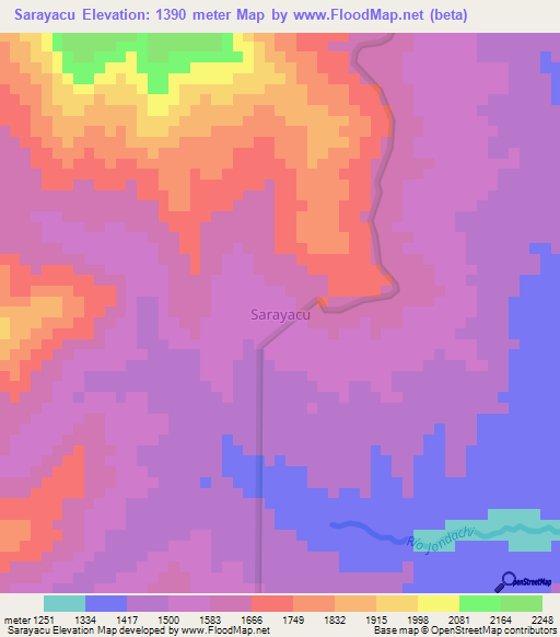 Sarayacu,Ecuador Elevation Map