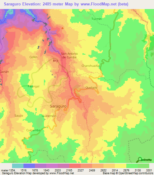 Saraguro,Ecuador Elevation Map