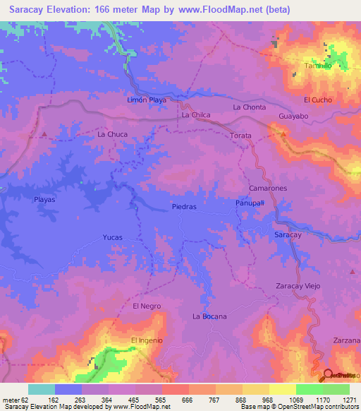 Saracay,Ecuador Elevation Map