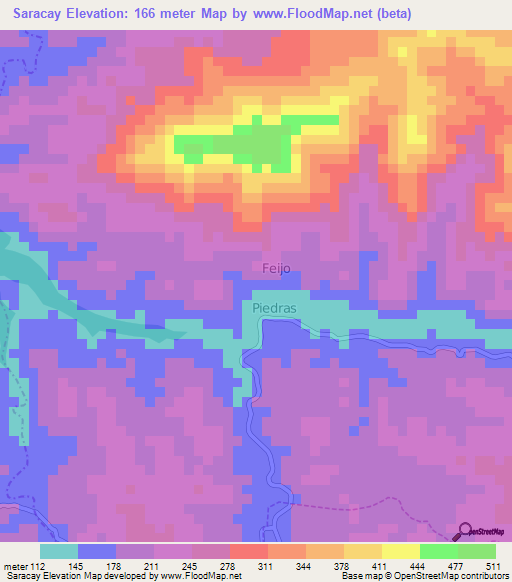 Saracay,Ecuador Elevation Map