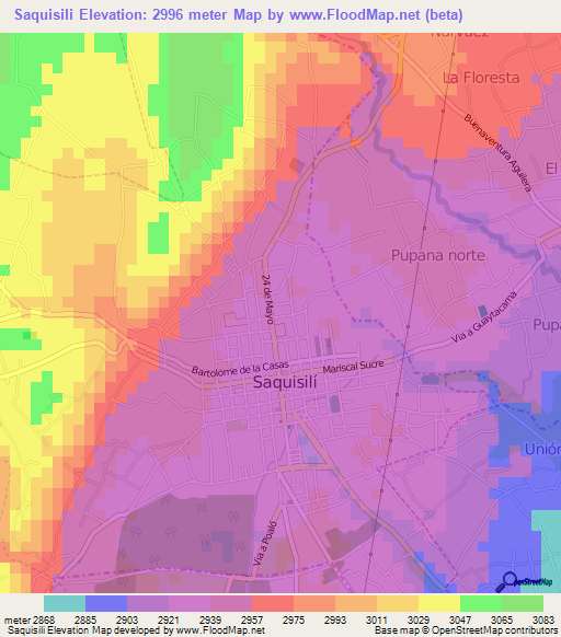 Saquisili,Ecuador Elevation Map
