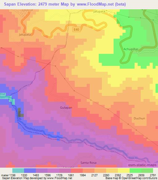 Sapan,Ecuador Elevation Map