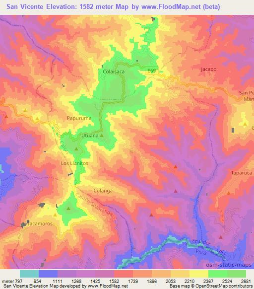 San Vicente,Ecuador Elevation Map