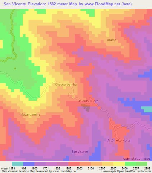 San Vicente,Ecuador Elevation Map