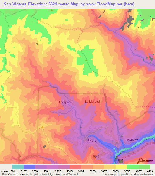 San Vicente,Ecuador Elevation Map