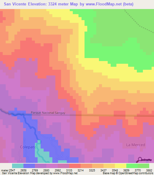 San Vicente,Ecuador Elevation Map