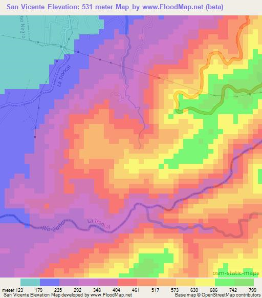 San Vicente,Ecuador Elevation Map