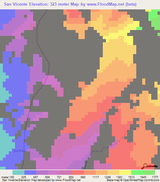 San Vicente,Ecuador Elevation Map