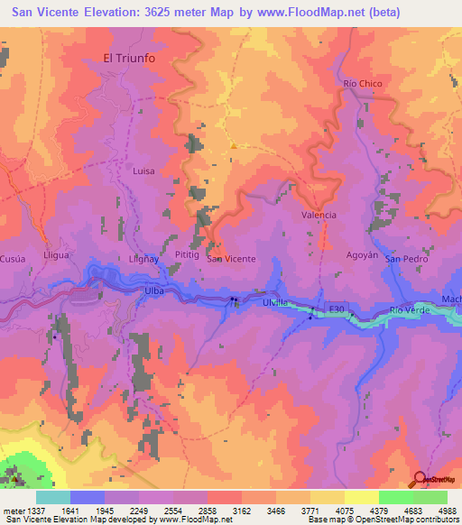 San Vicente,Ecuador Elevation Map