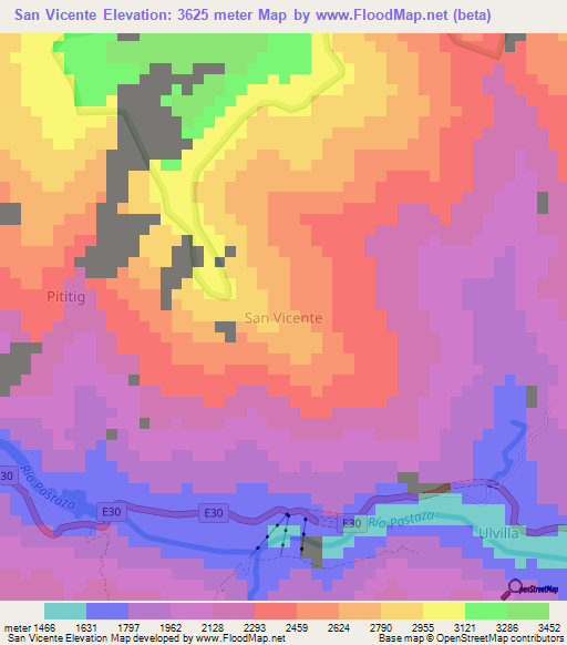 San Vicente,Ecuador Elevation Map