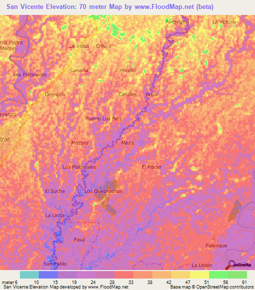 San Vicente,Ecuador Elevation Map