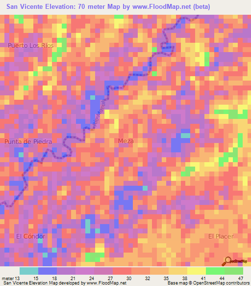 San Vicente,Ecuador Elevation Map