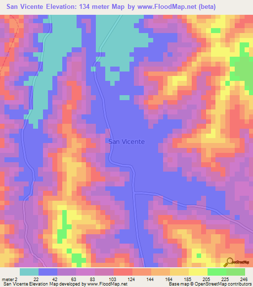 San Vicente,Ecuador Elevation Map