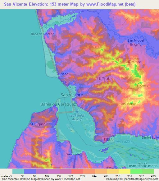 San Vicente,Ecuador Elevation Map