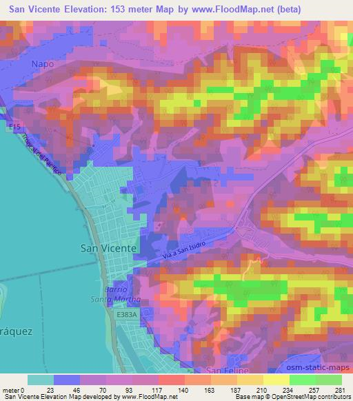 San Vicente,Ecuador Elevation Map