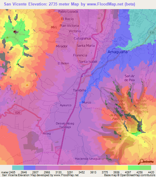 San Vicente,Ecuador Elevation Map